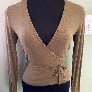 American Apparel Women's Medium Wrap Top, Olive